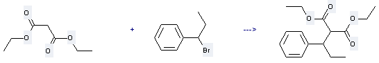 1-Bromo-1-phenylpropane can be used to produce (1-phenyl-propyl)-malonic acid diethyl ester with malonic acid diethyl ester.